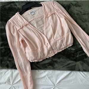 Express Light Pink Button-Up Blouse